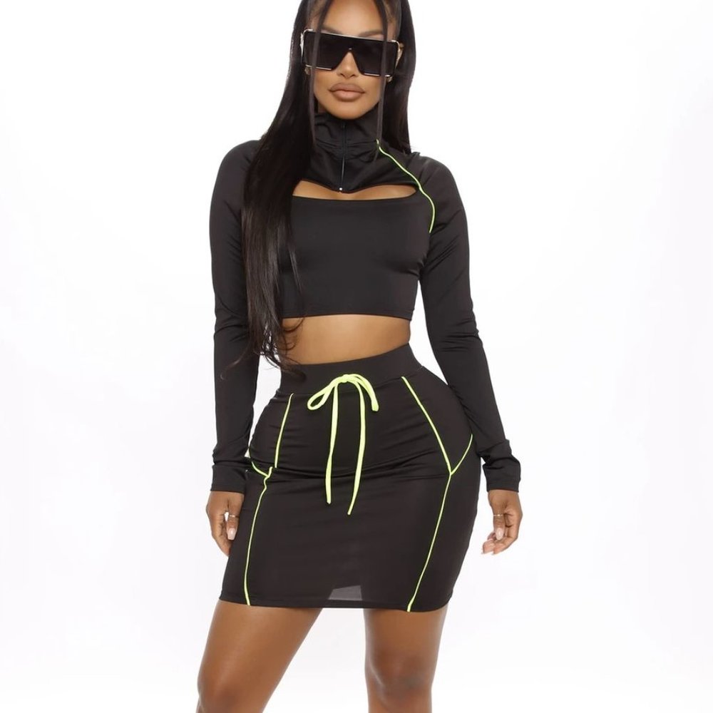 Fashion Nova Run With It Skirt Set XL NWT